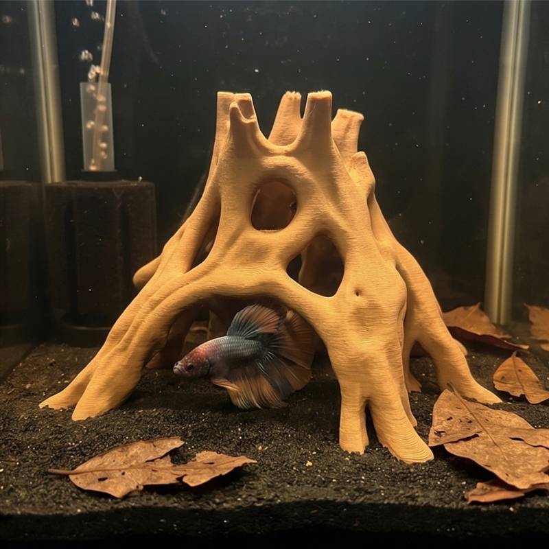 Planted Aquarium With Driftwood - Природные корни, пещера, убежища для рыб,
