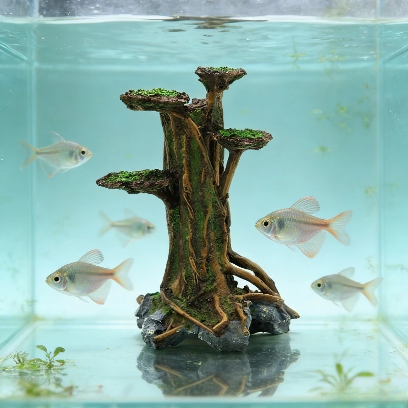 Искусственное моховое дерево-к – обзор и цена Planted Aquarium With Driftwood